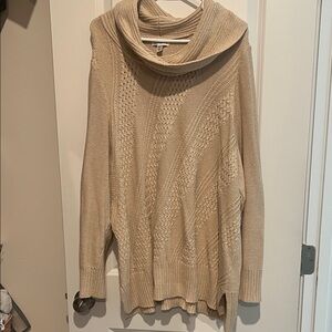 croft & barrow Beige Cowl Neck Cable Knit Sweater